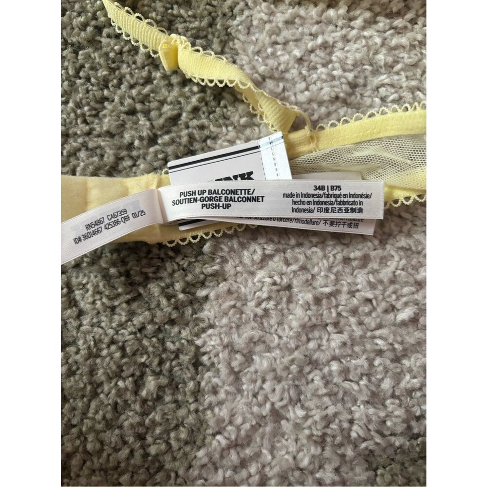 NWT Victoria's Secret PINK Wink Push-Up Balconette Bra Yellow Fruit Lemons 34B - Picture 8 of 13